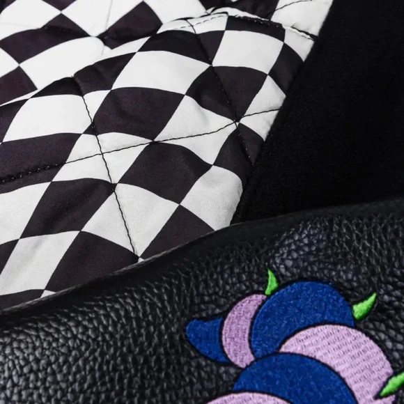 Beetlejuice Halloween Horror Haunted House Mens Varsity Embroidered Patch Jacket - Picture 6 of 11